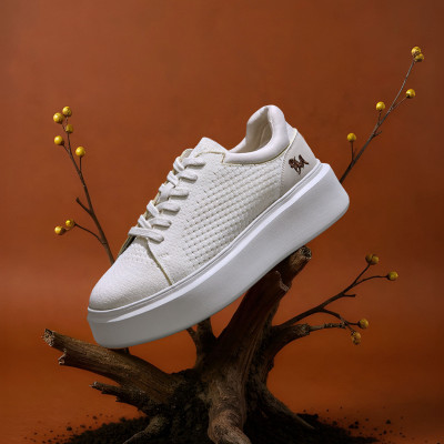 Neemans Chunky Lace Ups for Women | Platform, Cushioned & Trendy Sneakers For Women(Off White , 6)