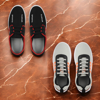 Skystring Men’s Sports Shoes – Stylish & Lightweight for Active Wear Walking Shoes For Men(Red, Orange, Black , 8)