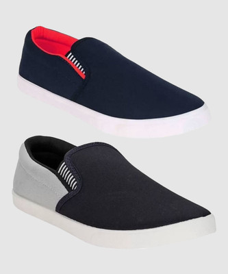 BRUTON Combo Pack of 2 Casual Sneaker LightWeight Winter Shoes Loafers For Men(Red, Grey , 8)