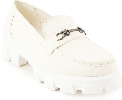 Dressberry Loafers For Women(White , 7)
