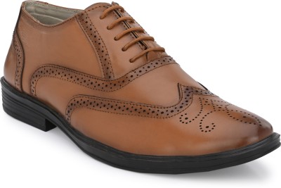 Kanthaka Men Leather Brogues Shoes Derby For Men(Tan , 9)