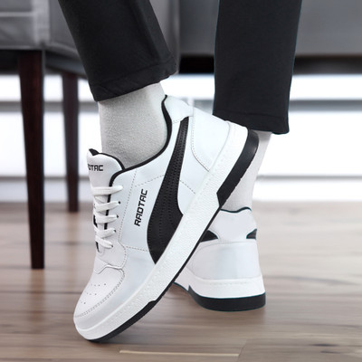 radtac RADTAC Men’s Stylish White & Black Sneakers – Perfect for Casual & College Wear Casuals For Men(White , 6)