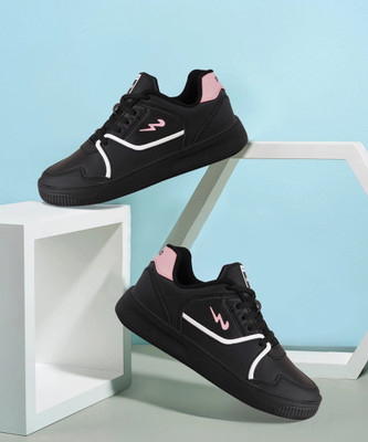CAMPUS OG-L3 Women's Casual Shoes | Comfortable Extra-Cushioned Footbed| Trendy Lace-Up Sneakers For Women(Black , 6)