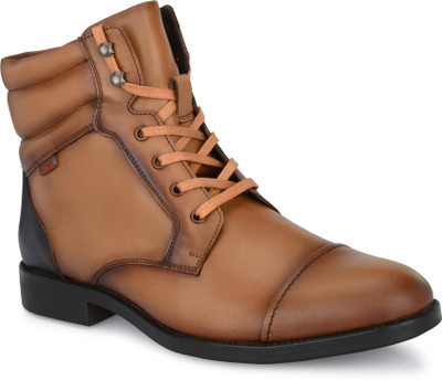Hitz Tan Leather Boots with Laces Boots For Men(Tan , 11)