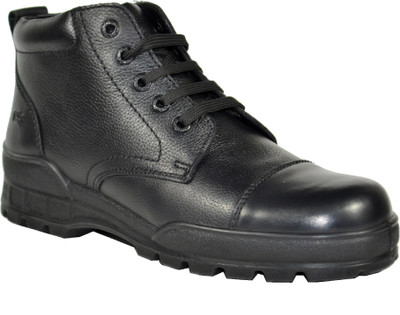 TSF TSF Black Leather Uniform Boot's With Zip Lace Up For Men(Black , 6)