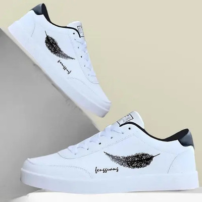 BOKZZON White Sneakers for Men Daily Style – Sneakers Men Cool Casual Wear Sneakers For Men(White , 10)
