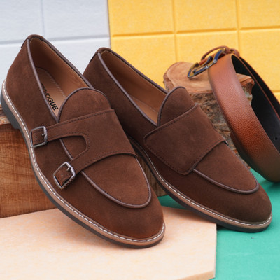 PROVOGUE Men's Casual and Formal Slip-On Loafers, Trendy Comfortable and Flexible Loafers For Men(Brown , 6)