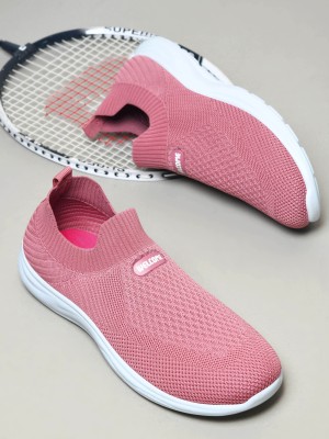 WELCOME Slip On Sneakers For Women(Pink , 8)