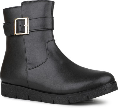 Inc.5 Casual Solid Round Toe Ankle Boots Boots For Women(Black , 5)