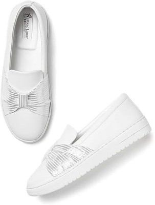 Marc Loire Women's Comfortable Slip-On Sneakers; Smart Casual Shoes for Regular Wear Sneakers For Women(White , 6)