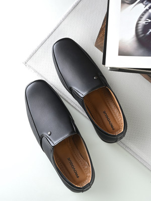PROVOGUE Formal Shoes For Men Without Lace Official Shoes Slip On For Men(Black , 10)