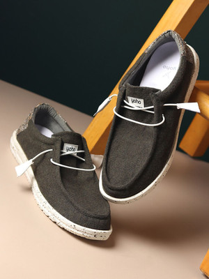 yoho Wafu|EVA Sole | Cushioned, Lightweight Shoe | Premium Fabric for Comfort & Style Loafers For Men(Olive , 9)