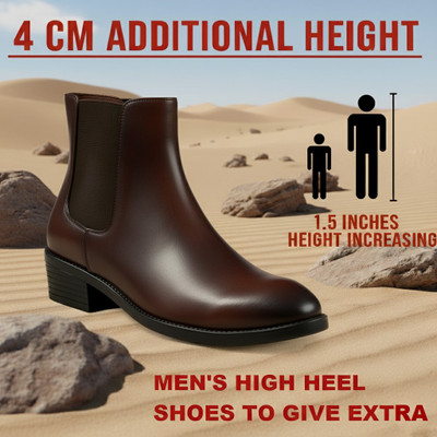 YUVRATO BAXI Men's 1.5 Inch Heel Height Brown Casual Formal Chelsea Boot And Dress Boot Corporate Casuals For Men(Brown , 9)
