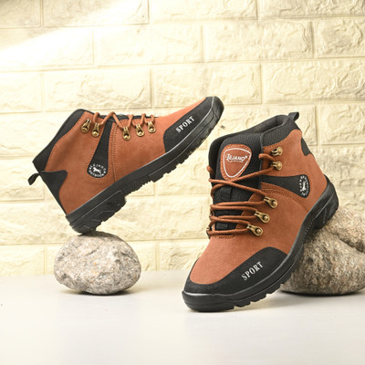 NEAKSER High Tops For Men(Camel, Black, Beige , 7)