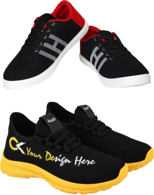 Free Kicks Combo Of 2 Shoes FK-MCW-145 & FK-408 Sneakers For Men(Yellow , 10)