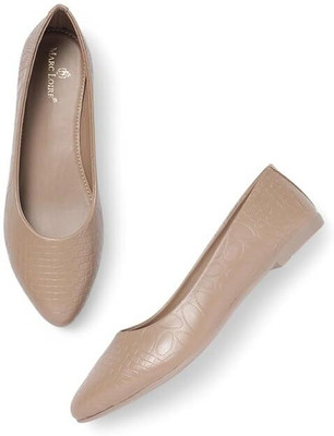 Marc Loire Slip-On Embellished Flat Ballerina Shoes for Party Wear Bellies For Women(Beige , 4)