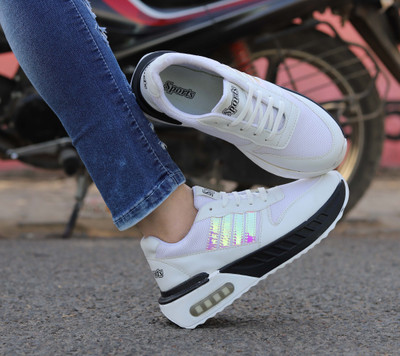 K' Footlance Casual Sneakers Light Weight Stylish Synthetic Sneakers For Women's Sneakers For Women(White , 4)
