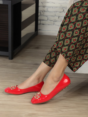 Elle Women Red Slip-On Ballerinas Bellies For Women(Red , 4)