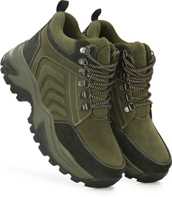 Harrykson London Lightweight Men's adventure hiking & Trekking, All Terrain Grip Rugged Sole Boots For Men(Olive , 9)