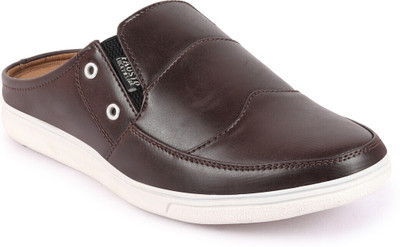 FAUSTO Classic Modern Outfit Design Lightweight Back Open Slip On Shoes Loafers For Men(Brown , 13)