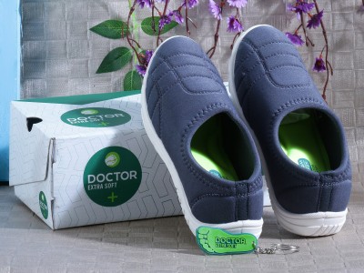 DOCTOR EXTRA SOFT Memory Foam Shoes for Walking Running Gym Training Sports Slipon Sneaker Slip On Sneakers For Women(Navy)
