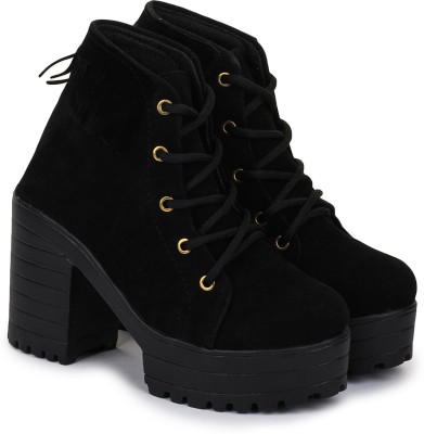 AASHEEZ Boots,Casual,Party Wear, Daily Wear, Trendy, Comfortable Stylish Boots for Girls Boots For Women(Black)