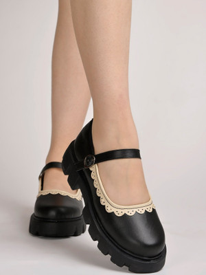 SHOETOPIA Round Toe Black Mary Janes Bellies For Women & Girls For Women(Black , 6)