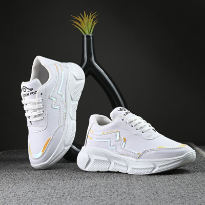 GOLDEN FOOT Versatile sneakers for casual, streetwear, and daily use Sneakers For Women(White , 7)