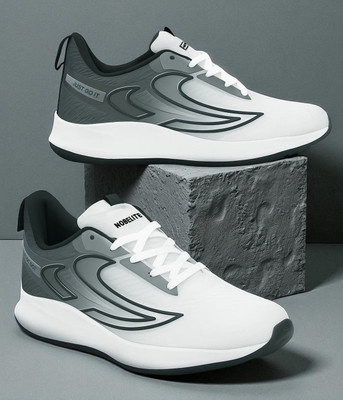 NOBELITE Premium Sports ,Gym, Trending, Stylish Running Shoes For Men(White, Black , 10)