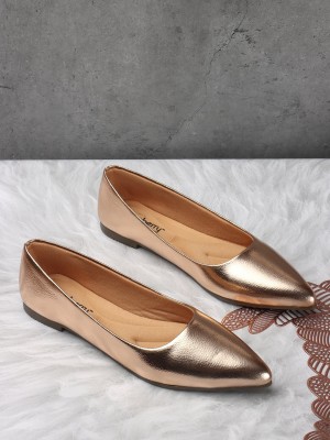 Dressberry Pointed Toe Ballerinas Bellies For Women(Gold)