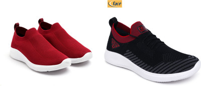 Face SHOES Sneakers For Men(Black, Red , 10)