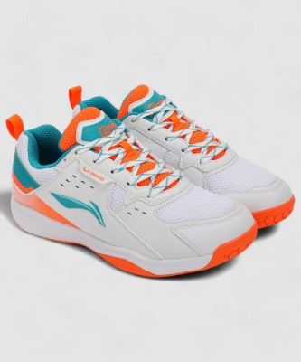 LI-NING Ultra Force Badminton Shoes For Men(White, Green, Orange , 10)