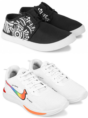 Free Kicks Combo Of 2 Shoes FK-202 & FK-NK-900 Sneakers For Men(White , 9)