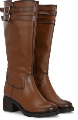 Delize Chelsea Knee Boots For Women(Tan , 3)