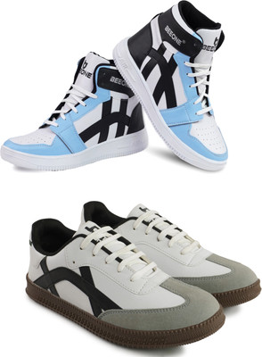 BeeOne Men’s Casual Shoes – Stylish, Comfortable & Durable Everyday Footwear Casuals For Men(Blue, White , 8)