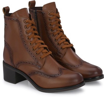 Delize Ankle brogue Derby Boots For Men(Tan)