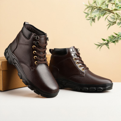 house of common Ankle Mid-Top Hiking Casual Outdoor Lightweight/traking/winter/biker/stylish Boots For Men(Brown , 9)