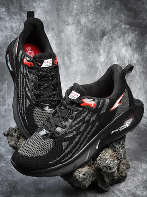 asian Gym,Sports,Walking,Stylish with Extra Comfort Running Shoes POWERPLAY-06 Running Shoes For Men(Black, Red , 8)