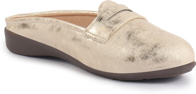 FAUSTO Party Wedge Mules|Backopen Loafers|Travel-Friendly Slip-On Shoes|Ethnic Sandals Loafers For Women(Beige , 4)