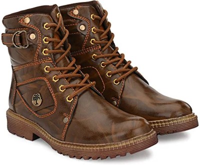 ARIWA Stylish Comfortable Black Core Lace Up Boots For Men(Brown , 6)