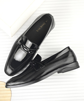 INVICTUS Invictus Men Black Faux Leather Formal Slip On Loafers Slip On For Men(Black , 6)