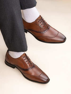 ALBERTO TORRESI Alberto Torresi Genuine Leather Tan Laceup Formal Shoes Oxford For Men Oxford For Men(Tan , 10)