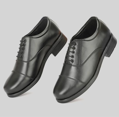 KATENIA Lightweight Faux Leather and Oxford Police Shoes Oxford For Men(Black)
