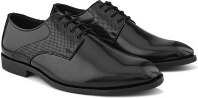 House of Pataudi Comfortable Outdoor PU Lace-Ups Formal Derby For Men(Black , 7)