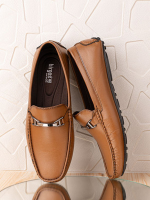 Birgos Tan Horsebit Driving Loafer Slip-On Loafers For Men(Tan , 7)