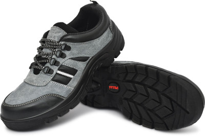 PILLAA Genuine Leather| Casual Shoes | Suede Leather| Comfortable |Steel Toe| Lace Ups| Outdoors For Men(Grey , 7)