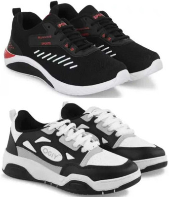 Glowlife Combo Pack of 2 Sneakers For Men(Black , 7)