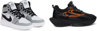 DARTKICK Versatile Casual Shoes for Men – Smart, Sleek & Comfortable Casuals For Men(White, Grey, Black, Orange , 8)