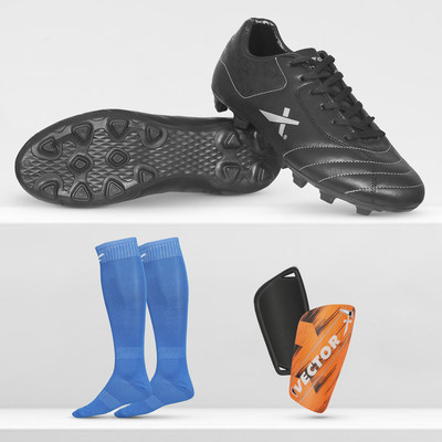 VECTOR X Combo Dynamic 2.0 Shoe With Pair of Shin Guard & Stockings Football Soccer Kit Football Shoes For Men(Multicolor , 6)