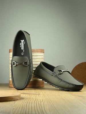 Roadster Premium Stitched Detailing Flexible Loafers For Men(Olive , 11)